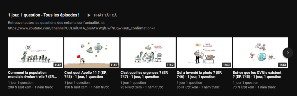 Kênh tiếng Pháp 1 jour, 1 question